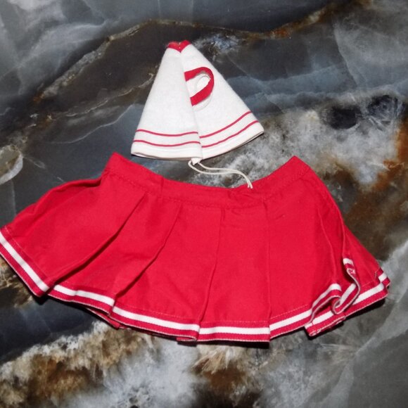 Build-A-Bear Red W/White Trim Pleated Cheerleader Skirt & Megaphone - Picture 3 of 3